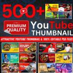 Mega Pack: 500 Stunning PSD Thumbnails for Social Media Marketing & Videos