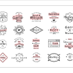 20 Name Badges Bundle – Editable Badge Logo Templates for Custom Branding, Labels, Retro Logos, Typography, and Creative Design Projects