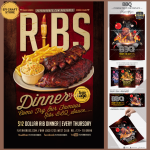 BBQ Brochures & Pamphlets Bundle PSD | Editable Restaurant Flyer Templates for Grill & Food Promotions