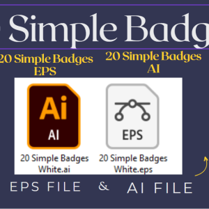 20 Simple Badges Pack – Minimal Badge Logos for Branding, Retro Labels, Typography, Vintage Logos, and Creative Graphic Design Projects