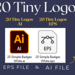 20 Tiny Logos Bundle – Minimal Small Logo Templates for Branding, Labels, Retro Badges, Typography, and Creative Graphic Design Projects