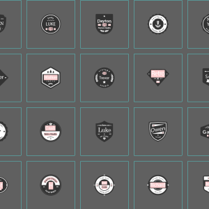 50 Logo Bundle PSD – Editable Photoshop Logo Templates for Vintage Logos, Retro Badges, Minimalist Branding, Typography, and Creative Graphic Design Projects