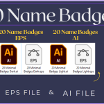 20 Name Badges Bundle – Editable Badge Logo Templates for Custom Branding, Labels, Retro Logos, Typography, and Creative Design Projects