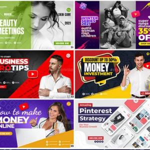 High-Quality 100 Thumbnail PSD Pack – Customizable, Professional, and Trendy Designs