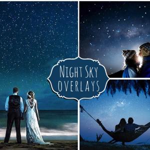 45 Night Sky Photoshop Overlays – Stars, Galaxy, Milky Way & Moonlight Effects